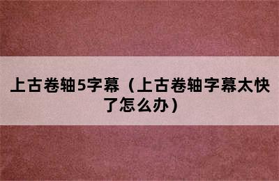 上古卷轴5字幕（上古卷轴字幕太快了怎么办）