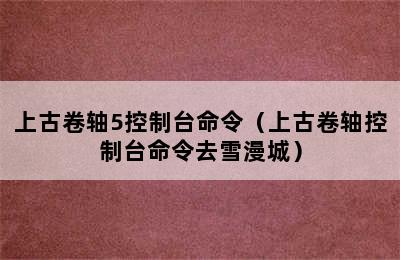 上古卷轴5控制台命令（上古卷轴控制台命令去雪漫城）