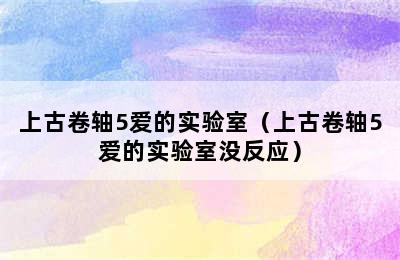 上古卷轴5爱的实验室（上古卷轴5爱的实验室没反应）