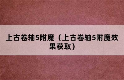 上古卷轴5附魔（上古卷轴5附魔效果获取）