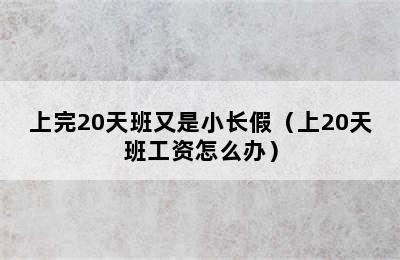 上完20天班又是小长假（上20天班工资怎么办）