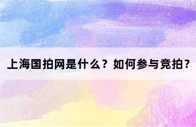 上海国拍网是什么？如何参与竞拍？