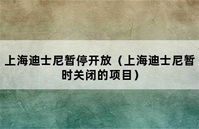 上海迪士尼暂停开放（上海迪士尼暂时关闭的项目）