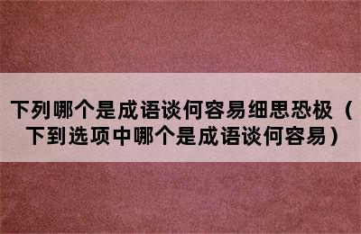 下列哪个是成语谈何容易细思恐极（下到选项中哪个是成语谈何容易）