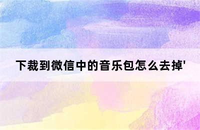 下裁到微信中的音乐包怎么去掉'