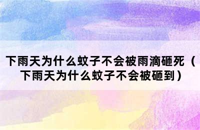 下雨天为什么蚊子不会被雨滴砸死（下雨天为什么蚊子不会被砸到）