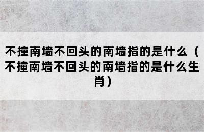 不撞南墙不回头的南墙指的是什么（不撞南墙不回头的南墙指的是什么生肖）