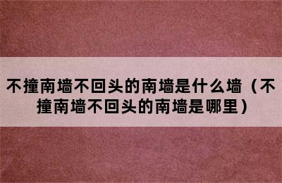 不撞南墙不回头的南墙是什么墙（不撞南墙不回头的南墙是哪里）