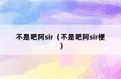 不是吧阿sir（不是吧阿sir梗）