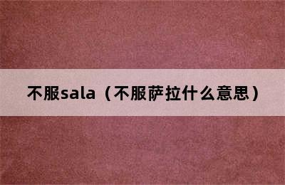 不服sala（不服萨拉什么意思）