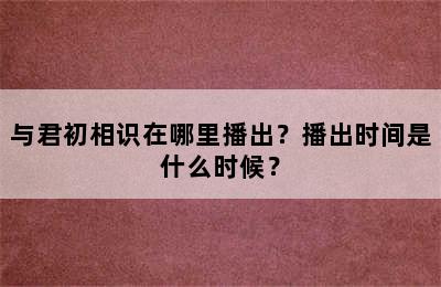 与君初相识在哪里播出？播出时间是什么时候？