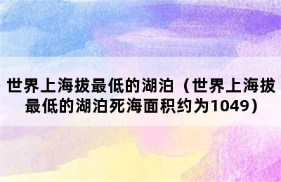 世界上海拔最低的湖泊（世界上海拔最低的湖泊死海面积约为1049）