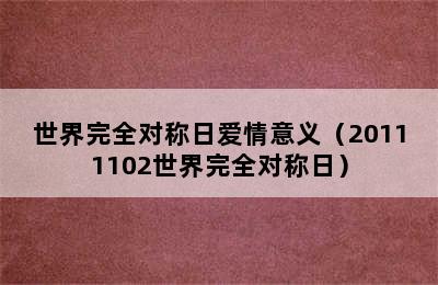 世界完全对称日爱情意义（20111102世界完全对称日）