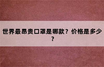 世界最昂贵口罩是哪款？价格是多少？