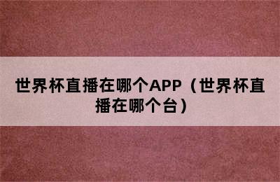 世界杯直播在哪个APP（世界杯直播在哪个台）