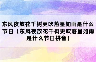 东风夜放花千树更吹落星如雨是什么节日（东风夜放花千树更吹落星如雨是什么节日拼音）