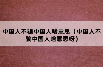 中国人不骗中国人啥意思（中国人不骗中国人啥意思呀）