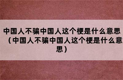 中国人不骗中国人这个梗是什么意思（中国人不骗中国人这个梗是什么意思）