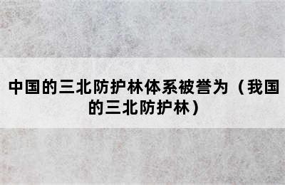 中国的三北防护林体系被誉为（我国的三北防护林）