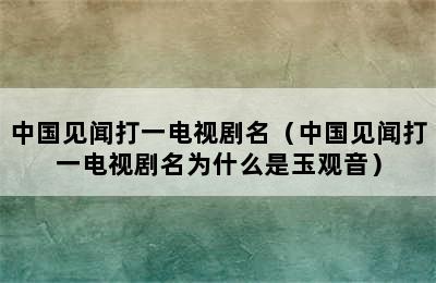 中国见闻打一电视剧名（中国见闻打一电视剧名为什么是玉观音）