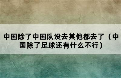 中国除了中国队没去其他都去了（中国除了足球还有什么不行）