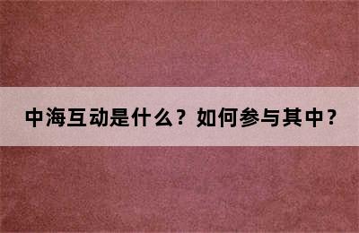 中海互动是什么？如何参与其中？