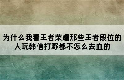 为什么我看王者荣耀那些王者段位的人玩韩信打野都不怎么去血的