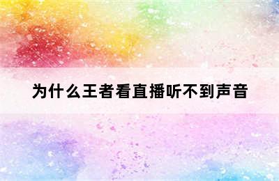 为什么王者看直播听不到声音