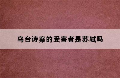 乌台诗案的受害者是苏轼吗