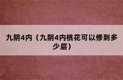 九阴4内（九阴4内桃花可以修到多少层）