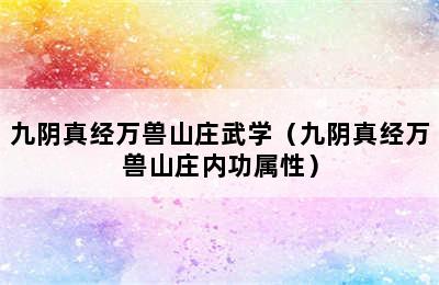 九阴真经万兽山庄武学（九阴真经万兽山庄内功属性）