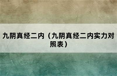 九阴真经二内（九阴真经二内实力对照表）