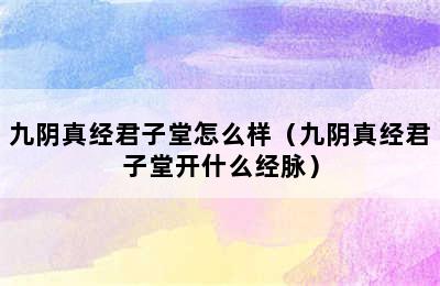 九阴真经君子堂怎么样（九阴真经君子堂开什么经脉）