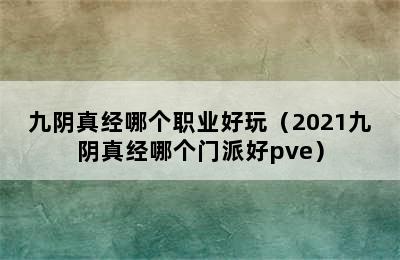 九阴真经哪个职业好玩（2021九阴真经哪个门派好pve）