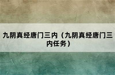 九阴真经唐门三内（九阴真经唐门三内任务）