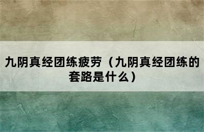 九阴真经团练疲劳（九阴真经团练的套路是什么）