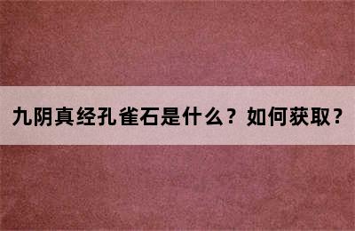 九阴真经孔雀石是什么？如何获取？