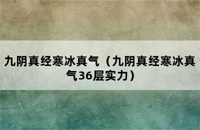 九阴真经寒冰真气（九阴真经寒冰真气36层实力）