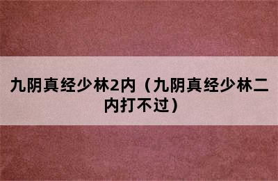 九阴真经少林2内（九阴真经少林二内打不过）