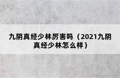 九阴真经少林厉害吗（2021九阴真经少林怎么样）