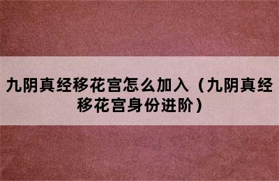 九阴真经移花宫怎么加入（九阴真经移花宫身份进阶）