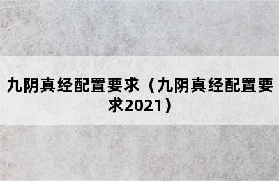 九阴真经配置要求（九阴真经配置要求2021）