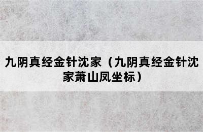 九阴真经金针沈家（九阴真经金针沈家萧山凤坐标）