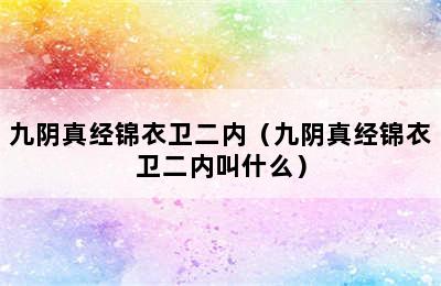 九阴真经锦衣卫二内（九阴真经锦衣卫二内叫什么）