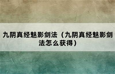 九阴真经魅影剑法（九阴真经魅影剑法怎么获得）