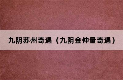 九阴苏州奇遇（九阴金仲量奇遇）