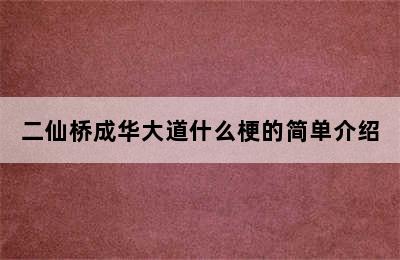 二仙桥成华大道什么梗的简单介绍