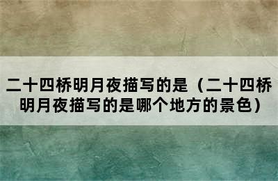 二十四桥明月夜描写的是（二十四桥明月夜描写的是哪个地方的景色）