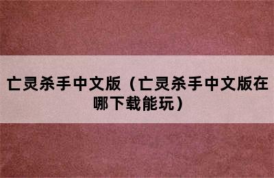 亡灵杀手中文版（亡灵杀手中文版在哪下载能玩）