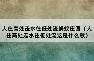 人往高处走水往低处流蚂蚁庄园（人往高处走水往低处流这是什么歌）